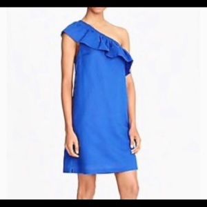 J Crew Factory linen/cotton one shoulder dress.
